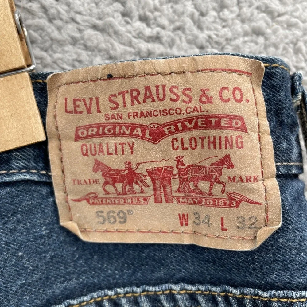 Levi's 569 Jeans Mens 35x29* Straight Baggy Whisker Denim Y2k Workwear 90s Skate